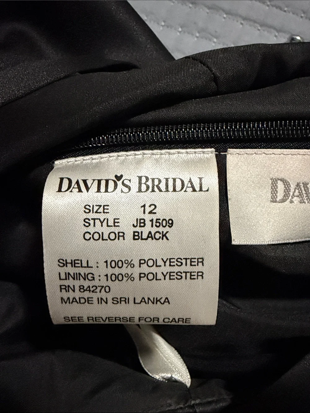 David's Bridal Black Satin Strap Maxi with Side Bow Accent - Picture 2 of 3
